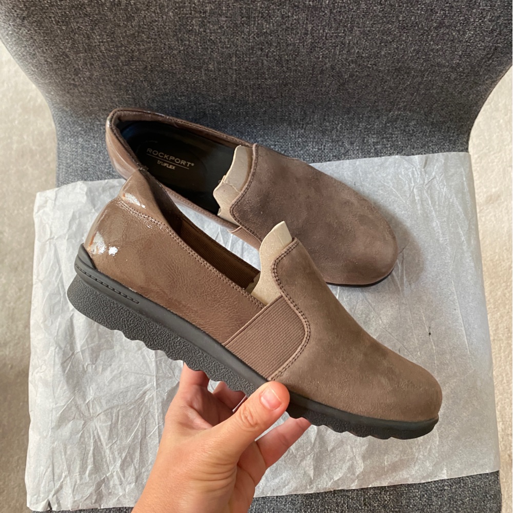 ROCKPORT Olive Suede Slip On Shoes